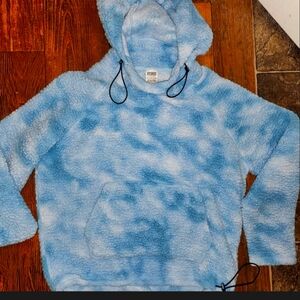 PINK VICTORIA'S SECRET BLUE TYE DYE SOFT COMFY HOODIE